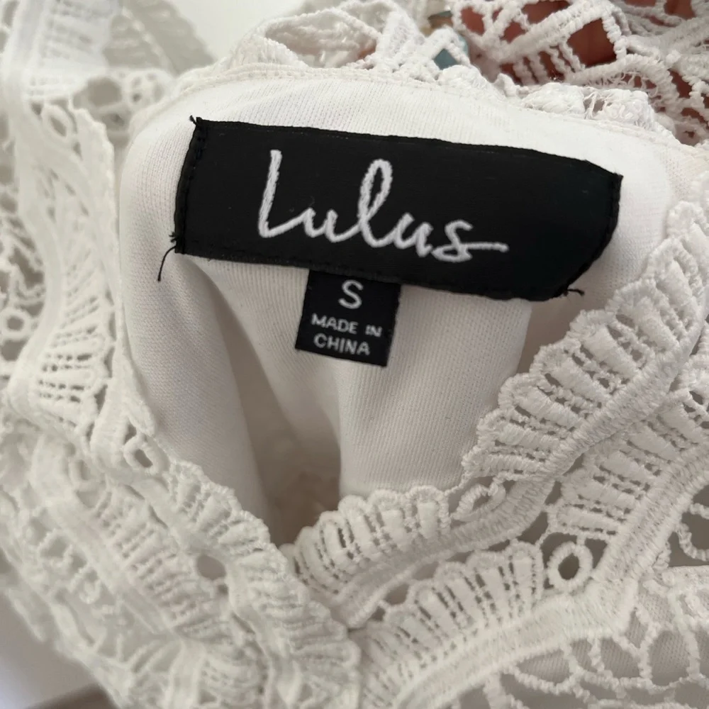 Lulu’s White Lace Long Sleeve Mini Dress - Picture 4 of 4